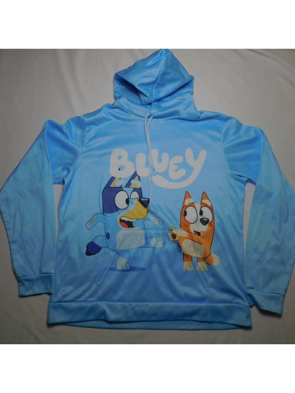Bluey Bingo Light Blue Pullover Hoodie Adult XLPolyester